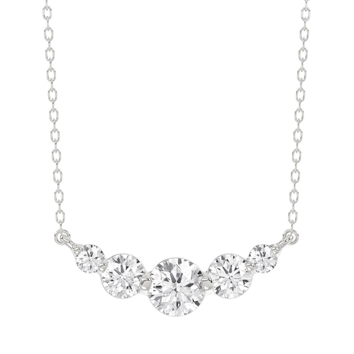 14K WHITE GOLD 1/2CT ROUND DIAMOND LADIES NECKLACE