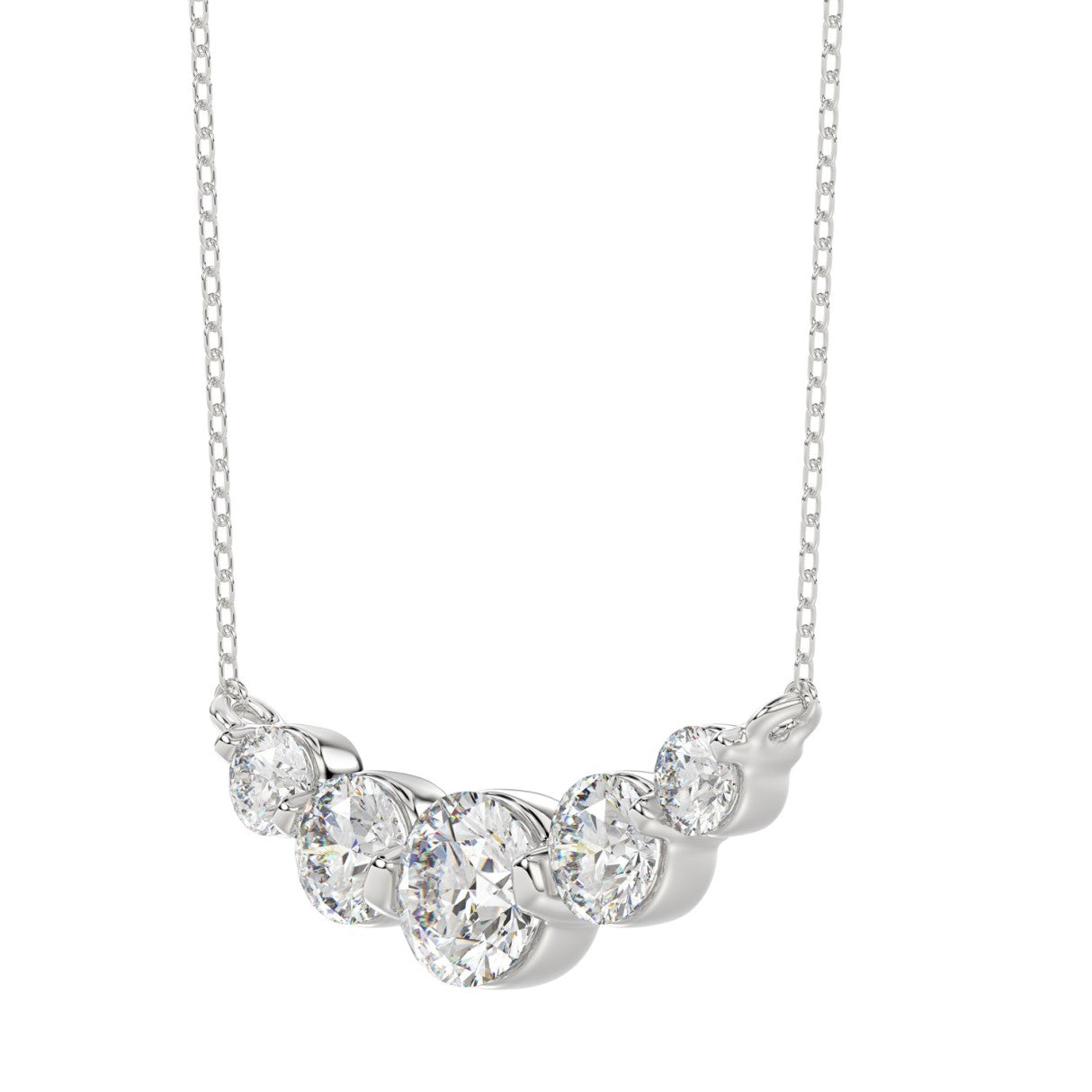 14K WHITE GOLD 1.00CT ROUND DIAMOND LADIES NECKLACE