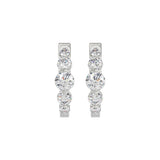 14K WHITE GOLD 2.00CT ROUND DIAMOND LADIES HOOPS EARRINGS