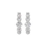 14K WHITE GOLD 3 1/2CT ROUND DIAMOND LADIES HOOPS EARRINGS
