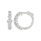 14K WHITE GOLD 3 1/2CT ROUND DIAMOND LADIES HOOPS EARRINGS