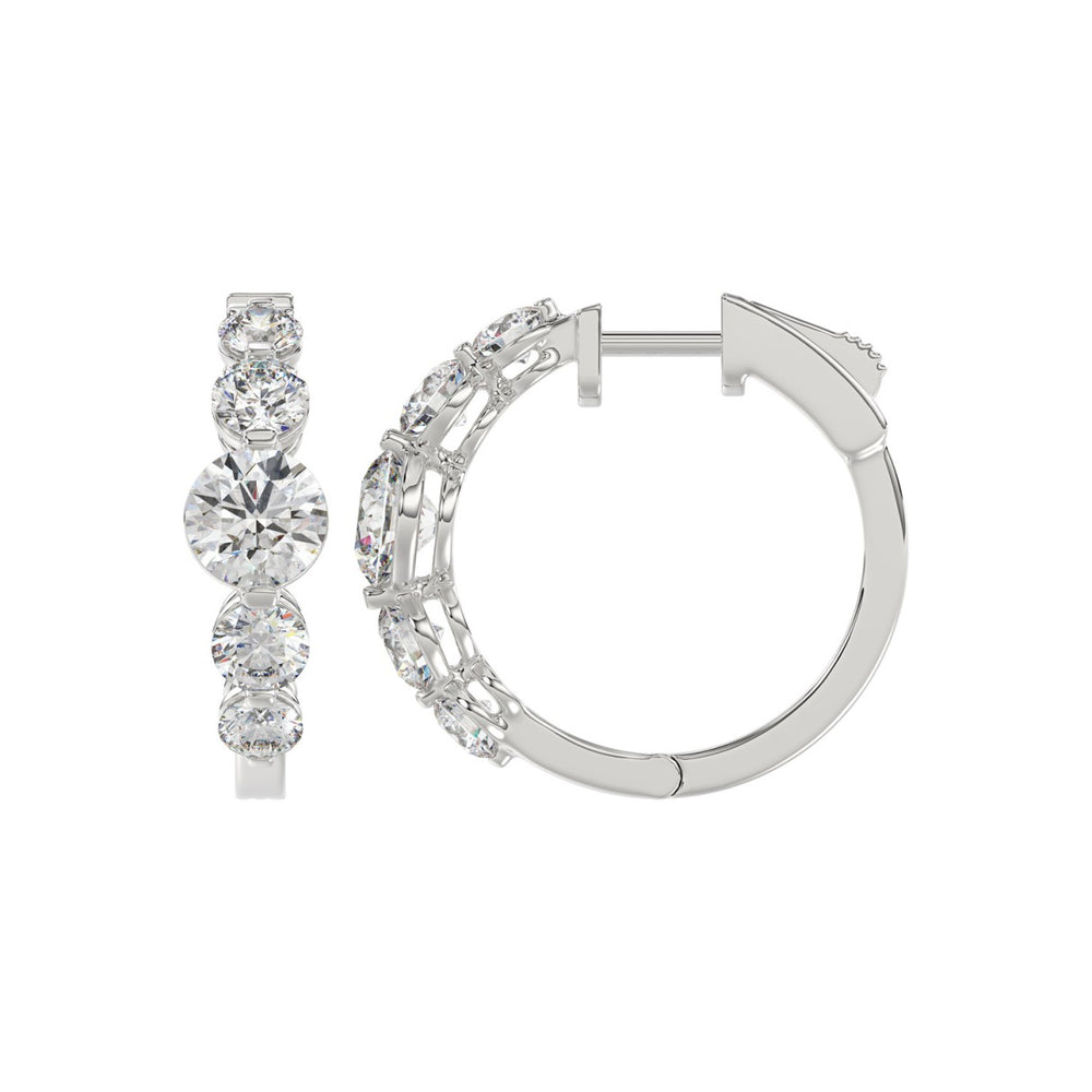 14K WHITE GOLD 4.00CT ROUND DIAMOND LADIES HOOPS EARRINGS
