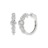 14K WHITE GOLD 4.00CT ROUND DIAMOND LADIES HOOPS EARRINGS