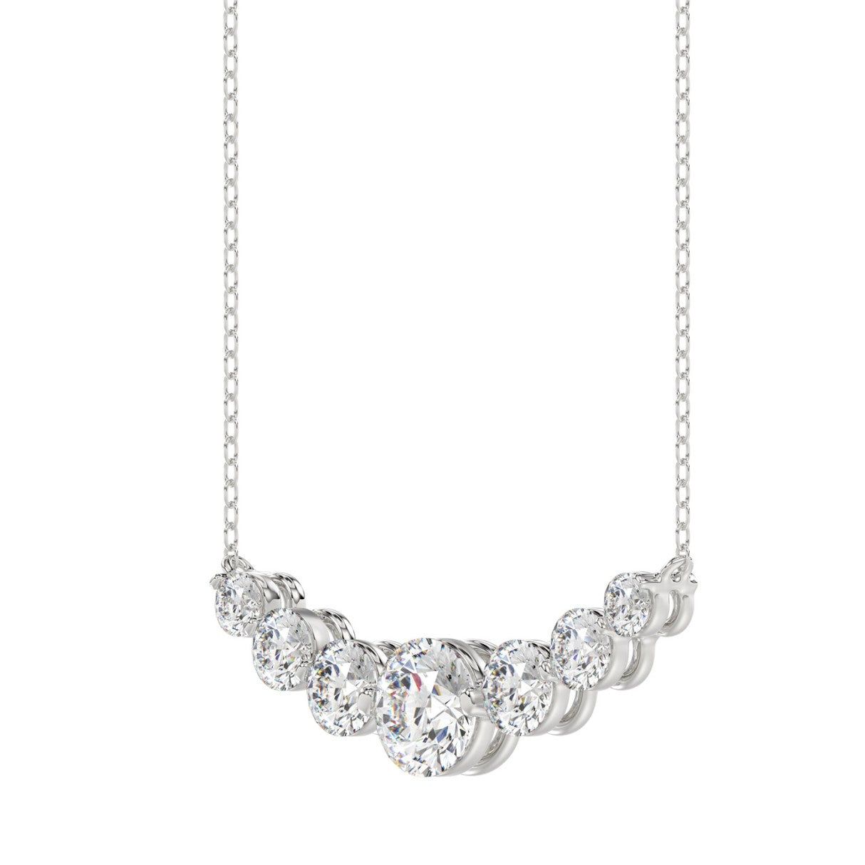 14K WHITE GOLD 1 3/4CT ROUND DIAMOND LADIES NECKLACE