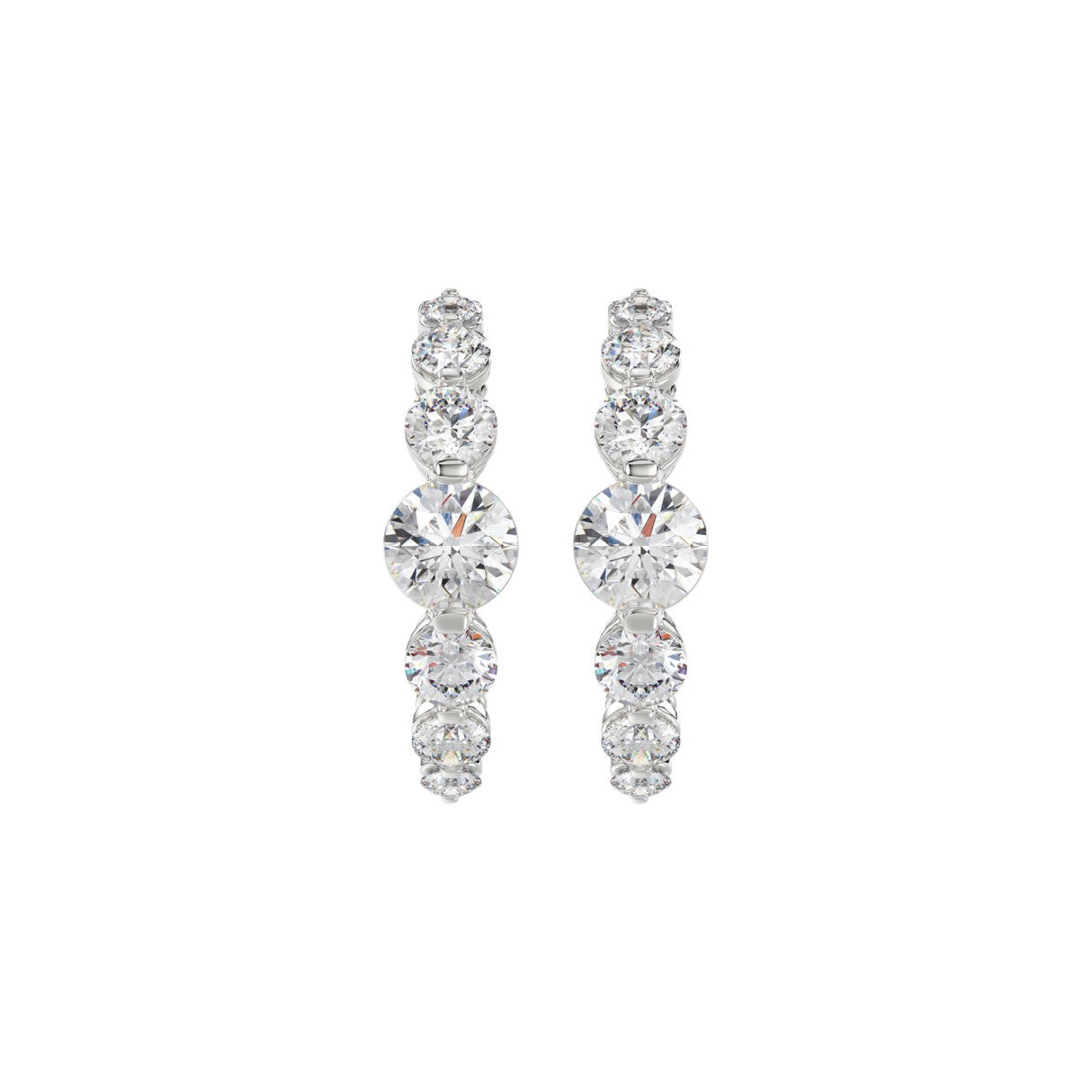 14K WHITE GOLD 3 1/2CT ROUND DIAMOND LADIES HOOPS EARRINGS