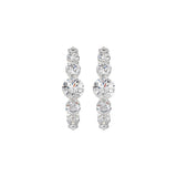 14K WHITE GOLD 3 1/2CT ROUND DIAMOND LADIES HOOPS EARRINGS