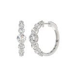 14K WHITE GOLD 3 1/2CT ROUND DIAMOND LADIES HOOPS EARRINGS