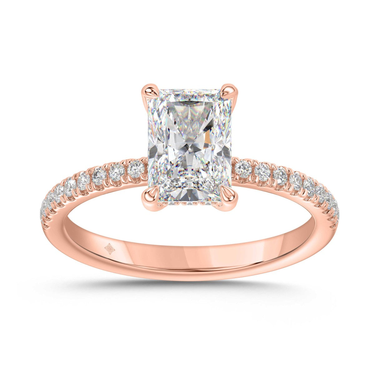 14K ROSE GOLD 1 3/4CT ROUND/RADIANT DIAMOND LADIES RING (CENTER STONE RADIANT DIAMOND 1 1/2CT)