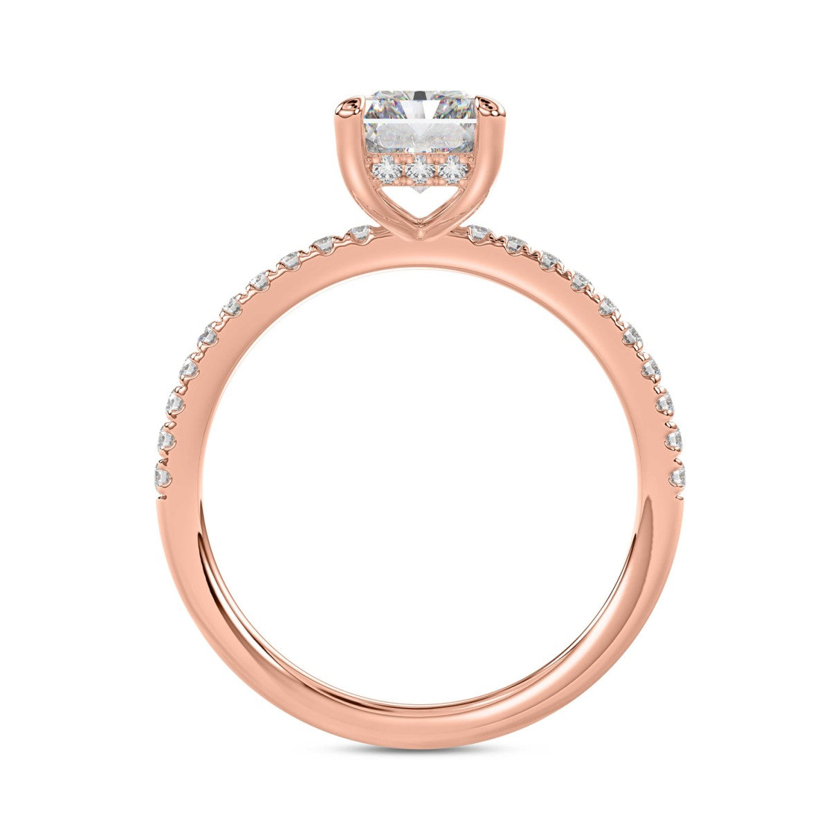 14K ROSE GOLD 1 3/4CT ROUND/RADIANT DIAMOND LADIES RING (CENTER STONE RADIANT DIAMOND 1 1/2CT)
