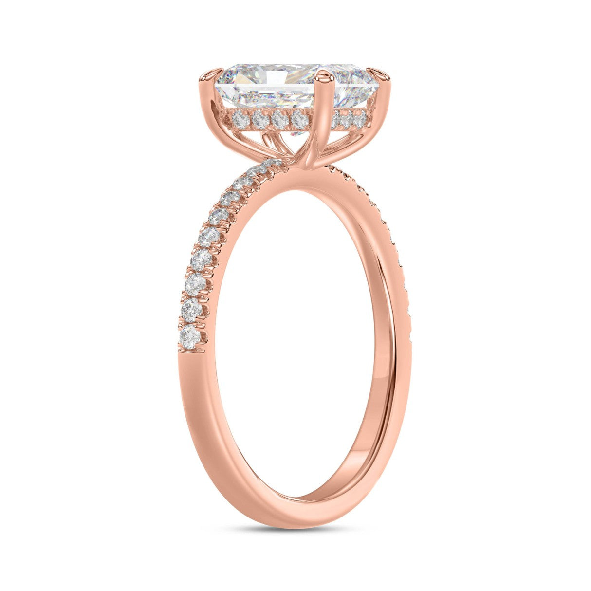 14K ROSE GOLD 1 3/4CT ROUND/RADIANT DIAMOND LADIES RING (CENTER STONE RADIANT DIAMOND 1 1/2CT)
