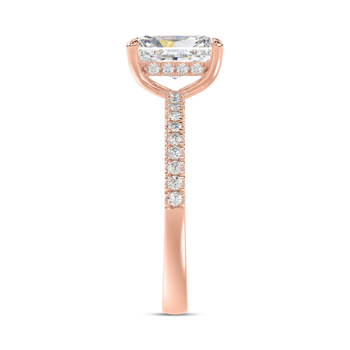 14K ROSE GOLD 1 3/4CT ROUND/RADIANT DIAMOND LADIES RING (CENTER STONE RADIANT DIAMOND 1 1/2CT)