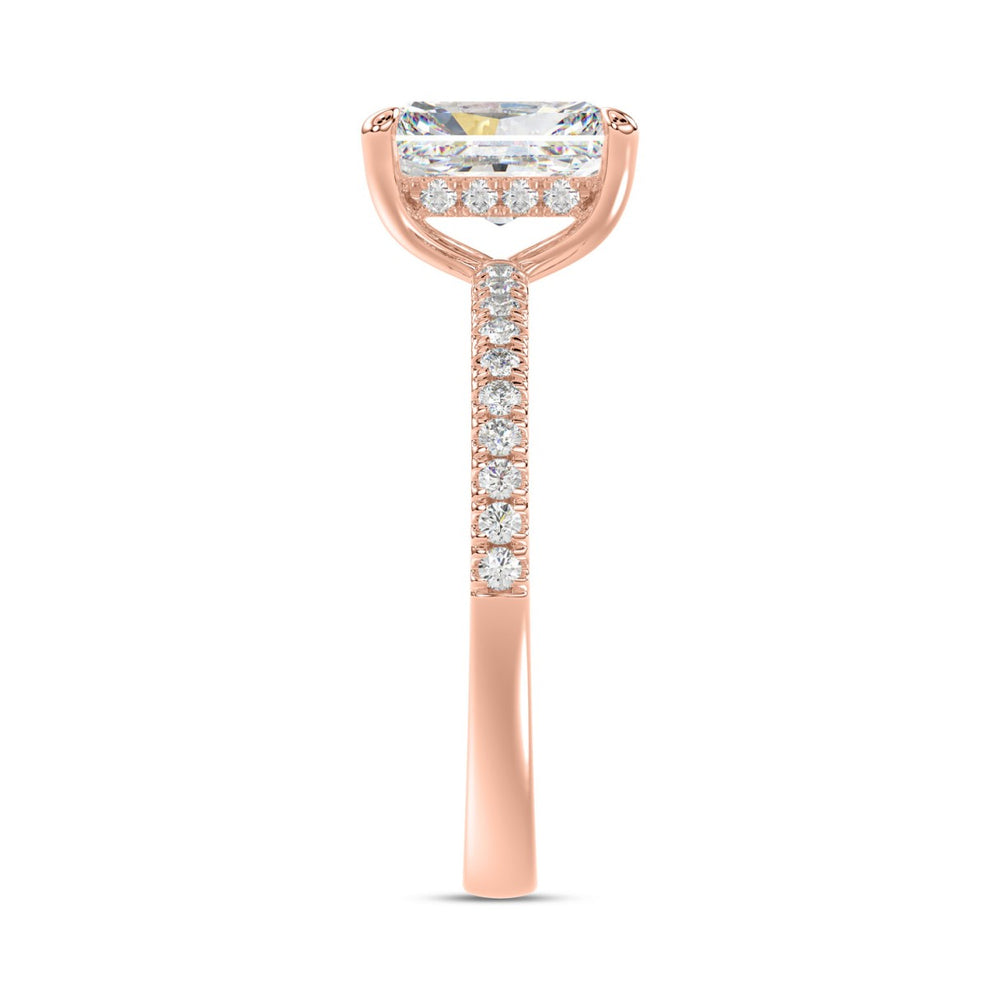 14K ROSE GOLD 1 3/4CT ROUND/RADIANT DIAMOND LADIES RING (CENTER STONE RADIANT DIAMOND 1 1/2CT)