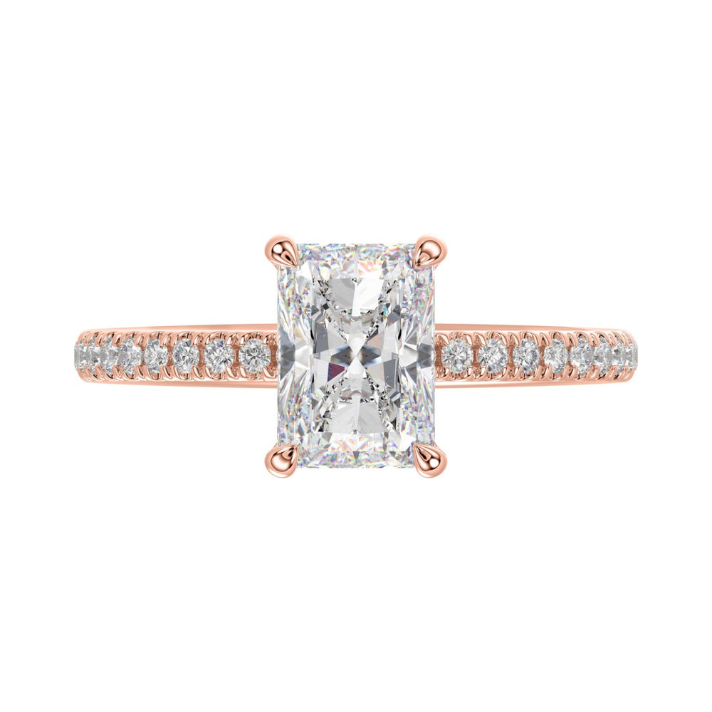 14K ROSE GOLD 1 3/4CT ROUND/RADIANT DIAMOND LADIES RING (CENTER STONE RADIANT DIAMOND 1 1/2CT)