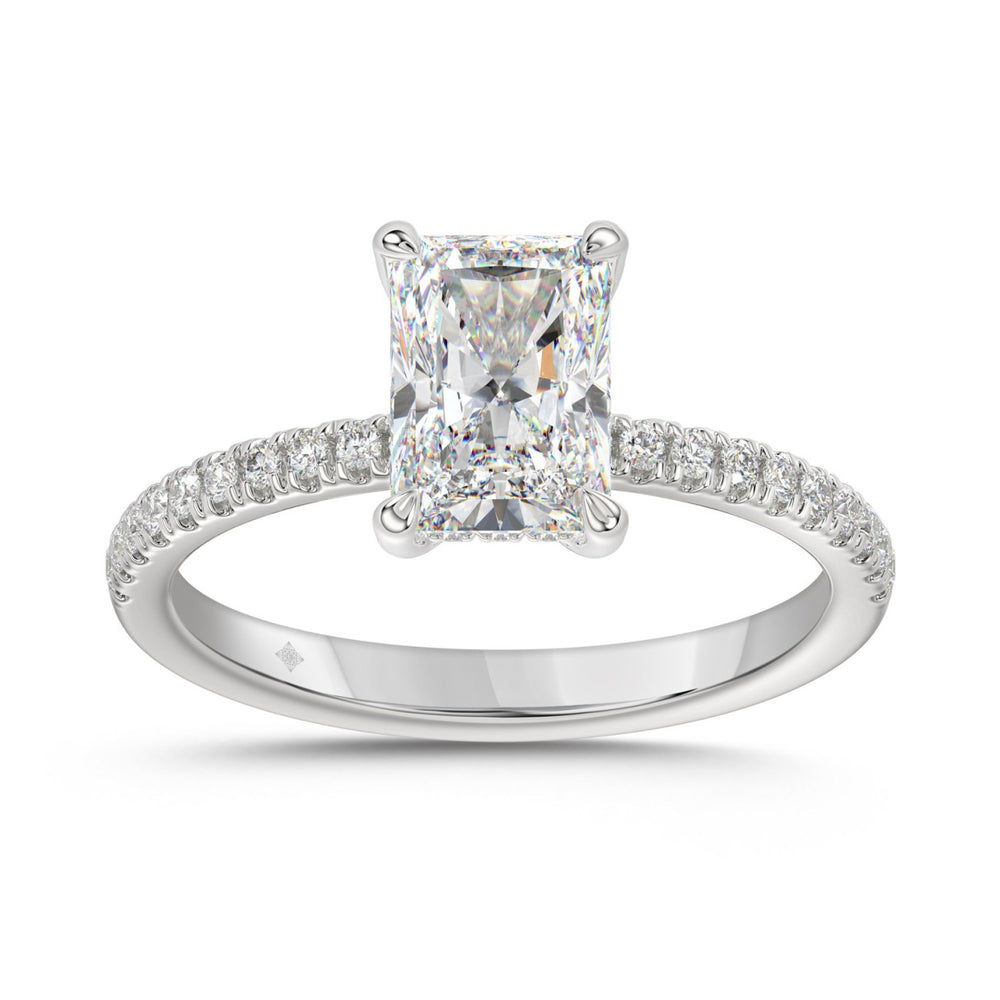 14K WHITE GOLD 1 3/4CT ROUND/RADIANT DIAMOND LADIES RING (CENTER STONE RADIANT DIAMOND 1 1/2CT)