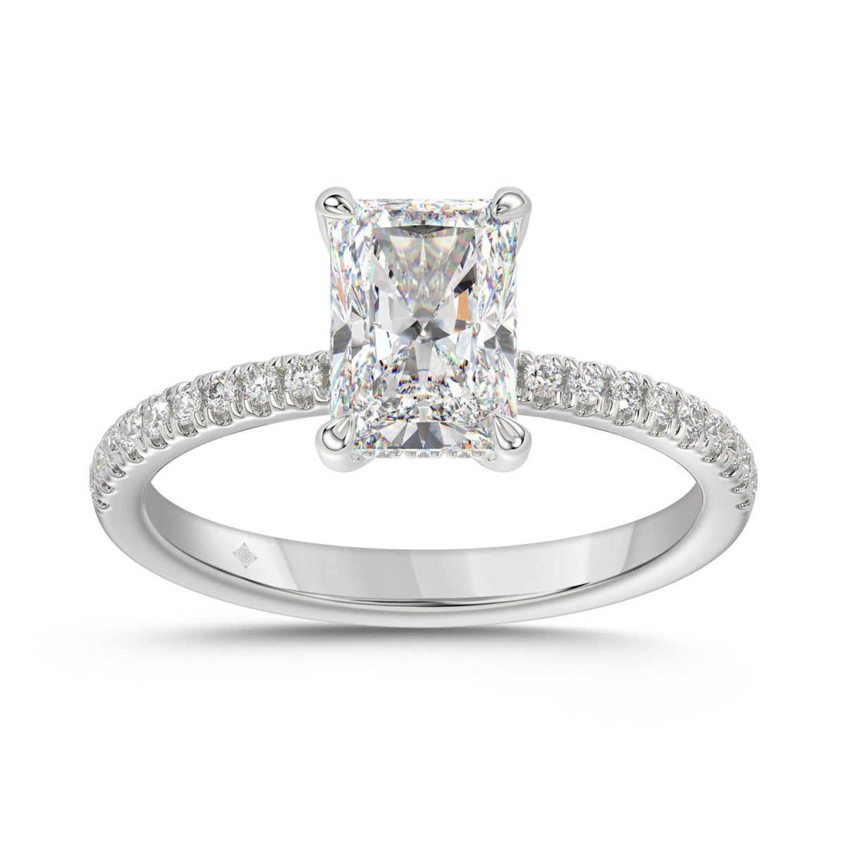 14K WHITE GOLD 1 3/4CT ROUND/RADIANT DIAMOND LADIES RING (CENTER STONE RADIANT DIAMOND 1 1/2CT)