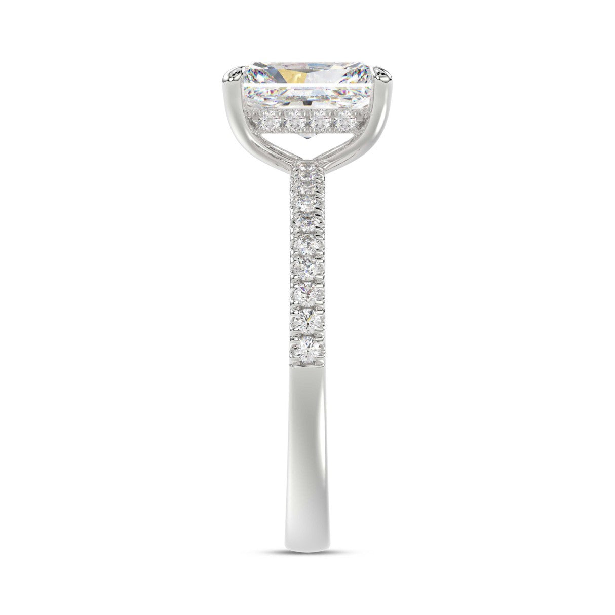 14K WHITE GOLD 1 3/4CT ROUND/RADIANT DIAMOND LADIES RING (CENTER STONE RADIANT DIAMOND 1 1/2CT)