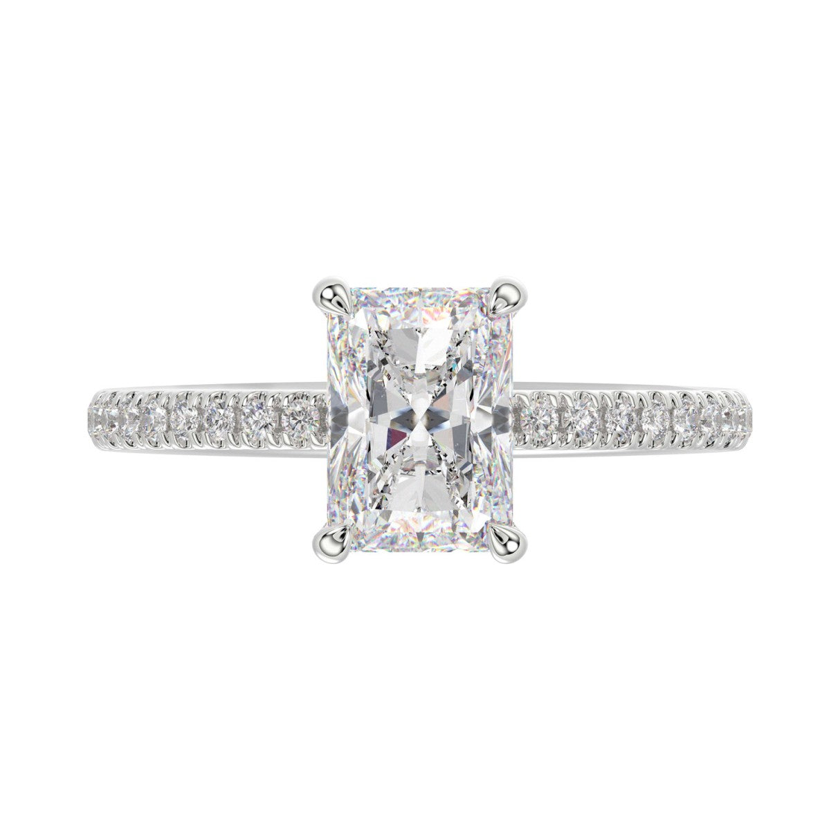 14K WHITE GOLD 1 3/4CT ROUND/RADIANT DIAMOND LADIES RING (CENTER STONE RADIANT DIAMOND 1 1/2CT)