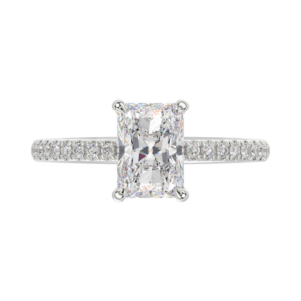 14K WHITE GOLD 1 3/4CT ROUND/RADIANT DIAMOND LADIES RING (CENTER STONE RADIANT DIAMOND 1 1/2CT)