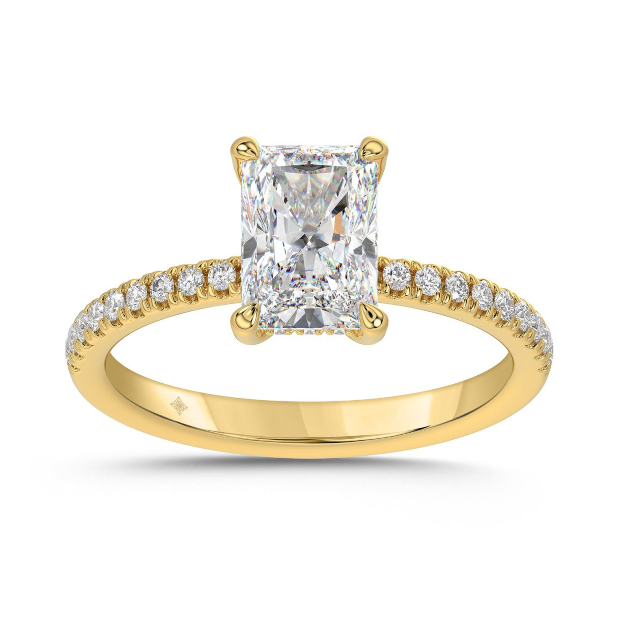 14K YELLOW GOLD 1 3/4CT ROUND/RADIANT DIAMOND LADIES RING (CENTER STONE RADIANT DIAMOND 1 1/2CT)