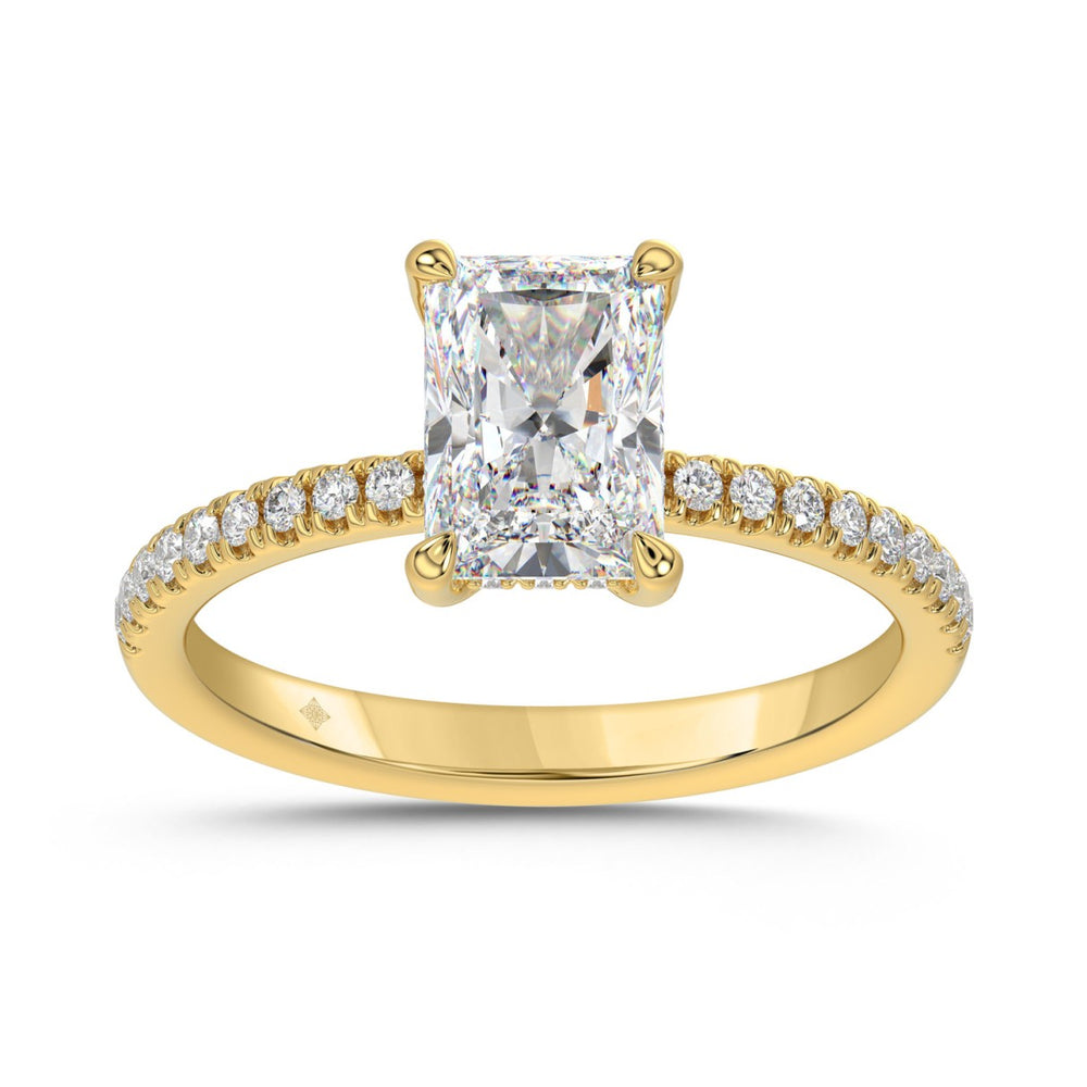 14K YELLOW GOLD 1 3/4CT ROUND/RADIANT DIAMOND LADIES RING (CENTER STONE RADIANT DIAMOND 1 1/2CT)