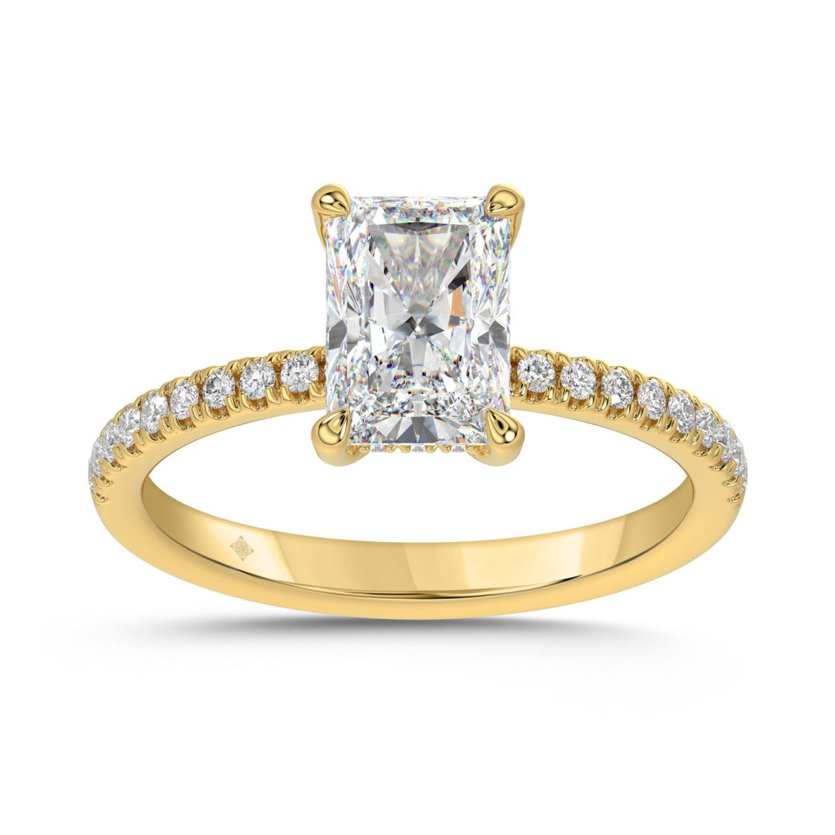 14K YELLOW GOLD 1 3/4CT ROUND/RADIANT DIAMOND LADIES RING (CENTER STONE RADIANT DIAMOND 1 1/2CT)