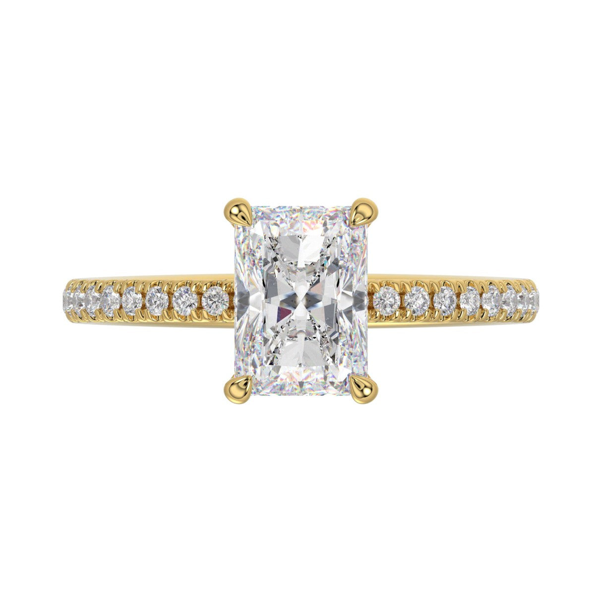 14K YELLOW GOLD 1 3/4CT ROUND/RADIANT DIAMOND LADIES RING (CENTER STONE RADIANT DIAMOND 1 1/2CT)
