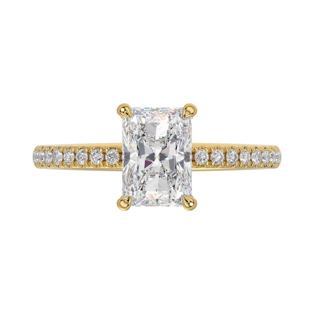 14K YELLOW GOLD 1 3/4CT ROUND/RADIANT DIAMOND LADIES RING (CENTER STONE RADIANT DIAMOND 1 1/2CT)