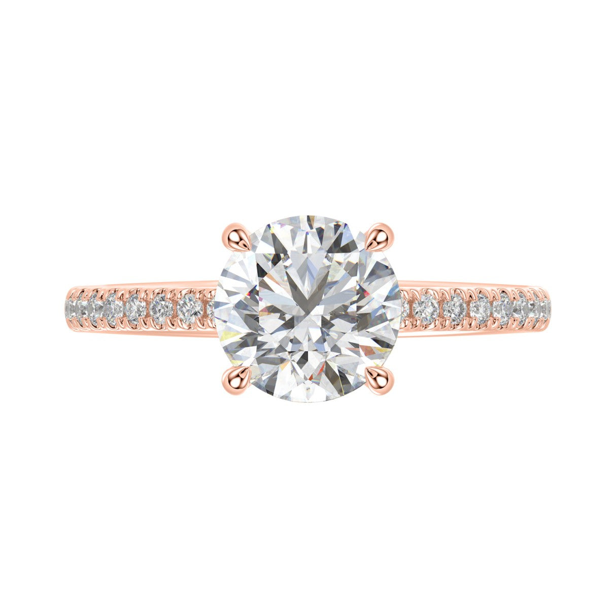 14K ROSE GOLD 1 3/4CT ROUND DIAMOND LADIES RING (CENTER STONE ROUND DIAMOND 1 1/2CT)