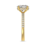14K YELLOW GOLD 1 3/4CT ROUND/OVAL DIAMOND LADIES RING (CENTER STONE OVAL DIAMOND 1 1/2CT)