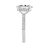 14K WHITE GOLD 3 1/2CT ROUND/OVAL DIAMOND LADIES RING (CENTER STONE OVAL DIAMOND 3CT)