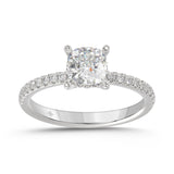 14K WHITE GOLD 1 3/4CT ROUND/CUSHION DIAMOND LADIES RING (CENTER STONE CUSHION DIAMOND 1 1/2CT)