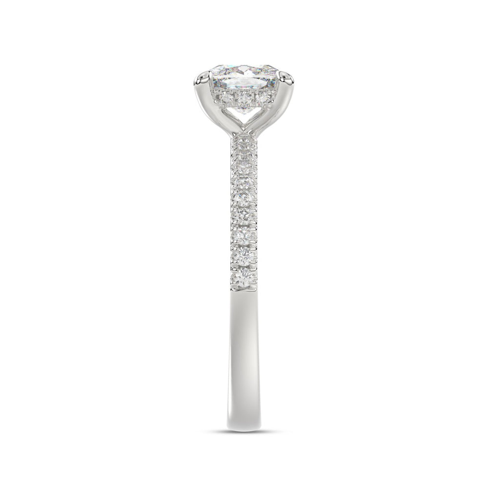 14K WHITE GOLD 1 3/4CT ROUND/CUSHION DIAMOND LADIES RING (CENTER STONE CUSHION DIAMOND 1 1/2CT)