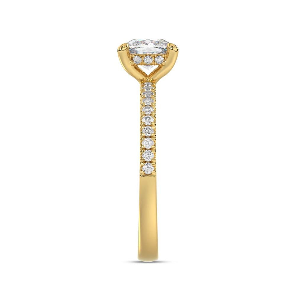 14K YELLOW GOLD 1 3/4CT ROUND/CUSHION DIAMOND LADIES RING (CENTER STONE CUSHION DIAMOND 1 1/2CT)