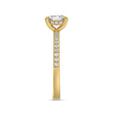14K YELLOW GOLD 1 3/4CT ROUND/CUSHION DIAMOND LADIES RING (CENTER STONE CUSHION DIAMOND 1 1/2CT)