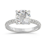14K WHITE GOLD 3 1/2CT ROUND/CUSHION DIAMOND LADIES RING (CENTER STONE CUSHION DIAMOND 3CT)