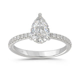 14K WHITE GOLD 1 3/4CT ROUND/PEAR DIAMOND LADIES RING (CENTER STONE PEAR DIAMOND 1 1/2CT)