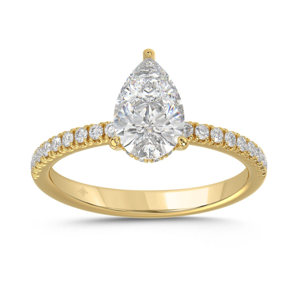 14K YELLOW GOLD 1 3/4CT ROUND/PEAR DIAMOND LADIES RING (CENTER STONE PEAR DIAMOND 1 1/2CT)