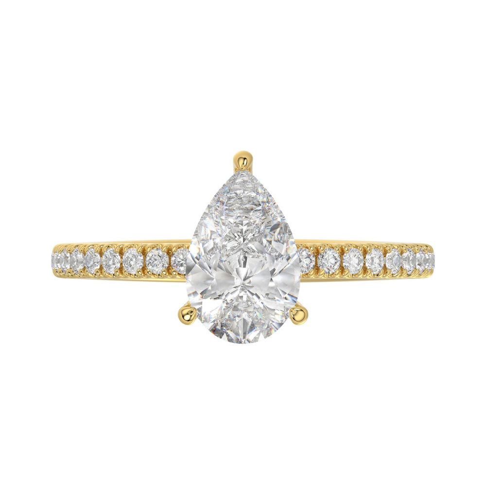 14K YELLOW GOLD 1 3/4CT ROUND/PEAR DIAMOND LADIES RING (CENTER STONE PEAR DIAMOND 1 1/2CT)