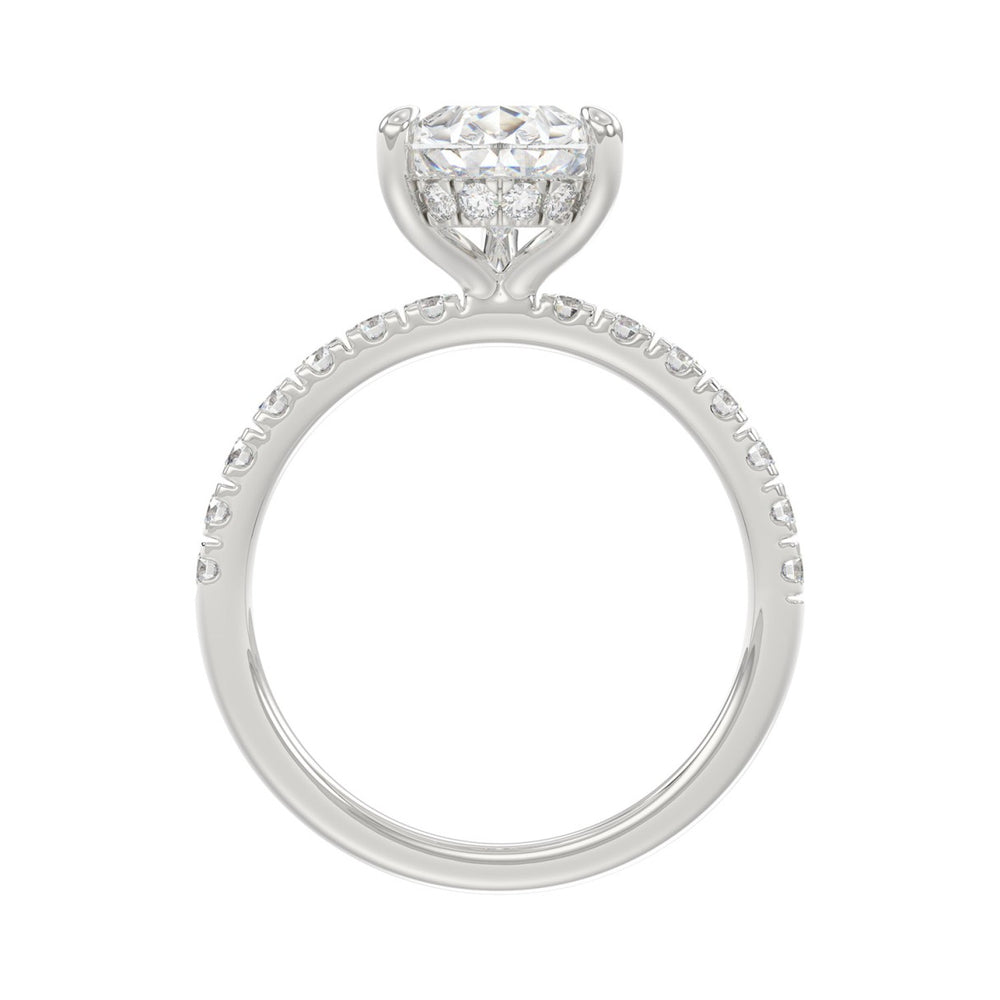 14K WHITE GOLD 3 1/2CT ROUND/PEAR DIAMOND LADIES RING (CENTER STONE PEAR DIAMOND 3CT)