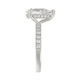 14K WHITE GOLD 3 1/2CT ROUND/PEAR DIAMOND LADIES RING (CENTER STONE PEAR DIAMOND 3CT)