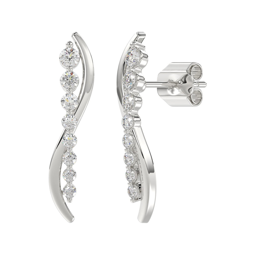 14K WHITE GOLD 1/2CT ROUND DIAMOND LADIES EARRINGS