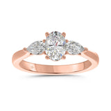 18K ROSE GOLD 1 1/6CT OVAL/PEAR DIAMOND LADIES RING