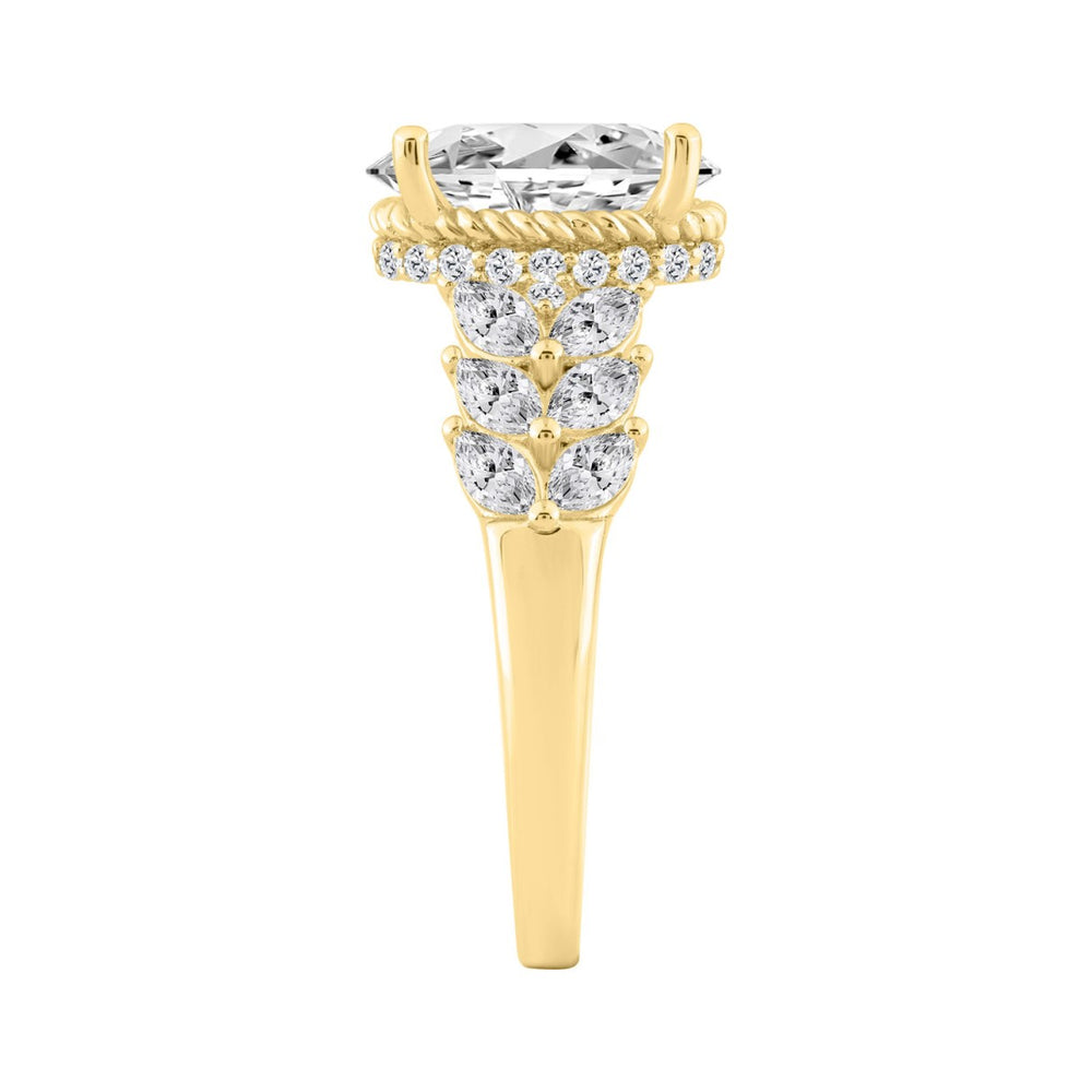 14K YELLOW GOLD 4.00CT ROUND/OVAL/MARQUISE DIAMOND LADIES RING (CENTER STONE OVAL DIAMOND 3CT)