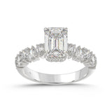 14K WHITE GOLD 2 3/4CT ROUND/PEAR/EMERALD DIAMOND LADIES RING (CENTER STONE EMERALD DIAMOND 2CT)