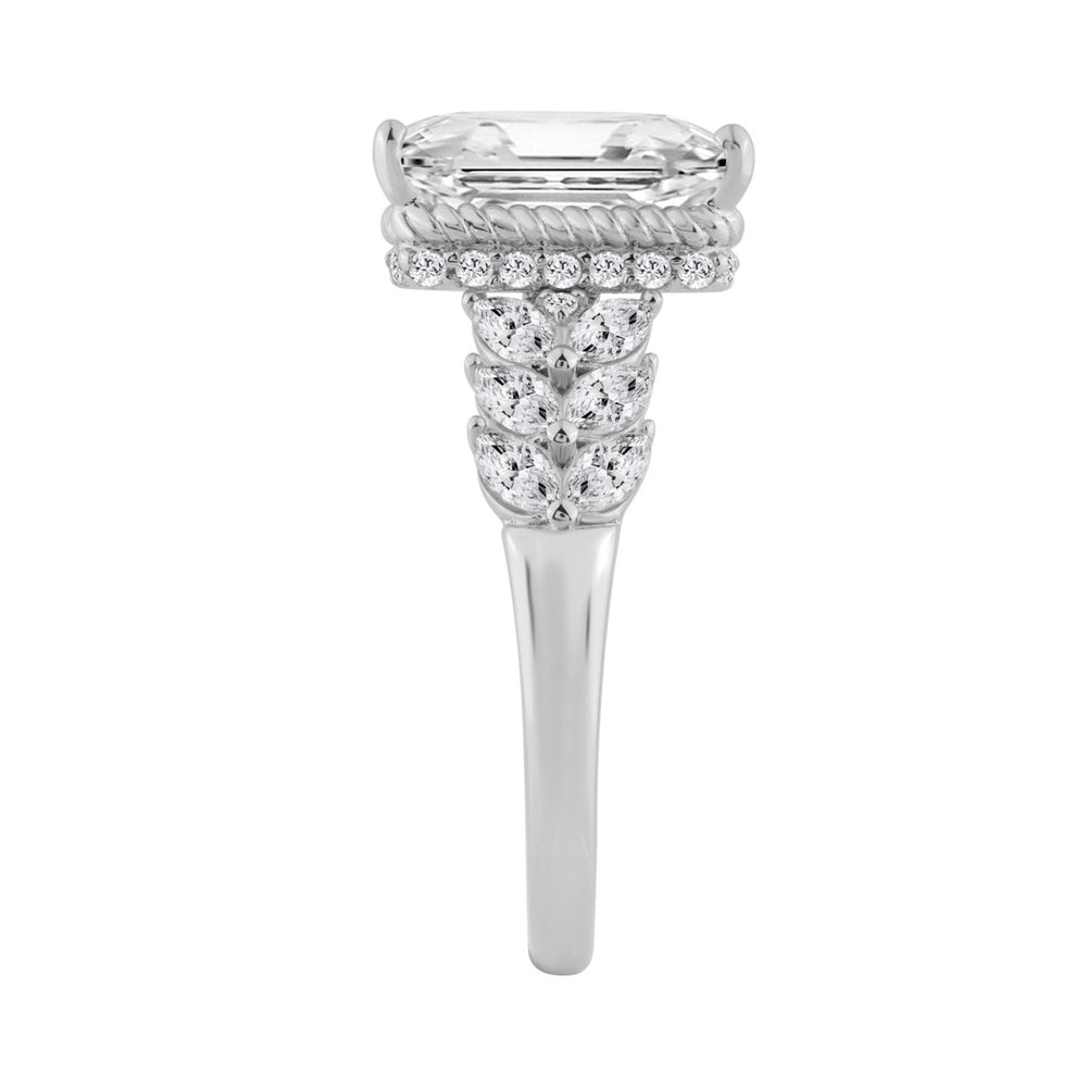14K WHITE GOLD 4.00CT ROUND/MARQUISE/EMERALD DIAMOND LADIES RING (CENTER STONE EMERALD DIAMOND 3.00CT)