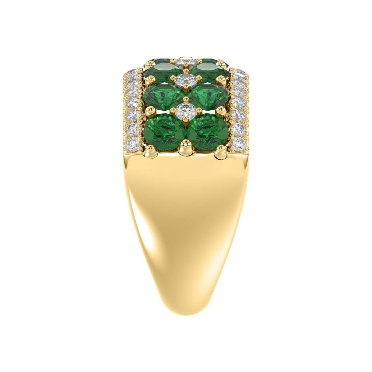 14K YELLOW GOLD 4.00CT ROUND DIAMOND LADIES RING (ROUND EMERALD DIAMOND 3 1/2CT)