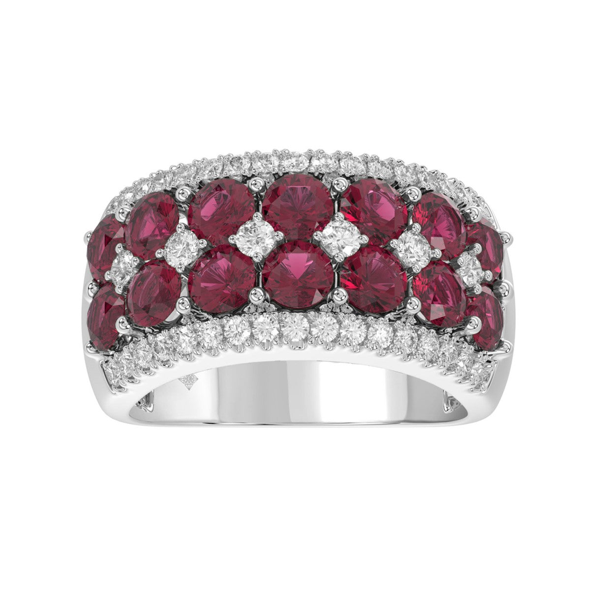 14K WHITE GOLD 4.00CT ROUND DIAMOND LADIES RING (CENTER STONE ROUND RUBY DIAMOND 3 1/2CT)
