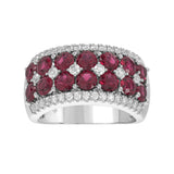 14K WHITE GOLD 4.00CT ROUND DIAMOND LADIES RING (CENTER STONE ROUND RUBY DIAMOND 3 1/2CT)
