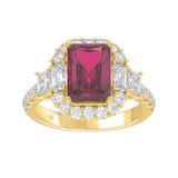 14K YELLOW GOLD 4 1/2CT ROUND/EMERALD DIAMOND LADIES RING (CENTER STONE RUBY EMERALD DIAMOND 3CT)