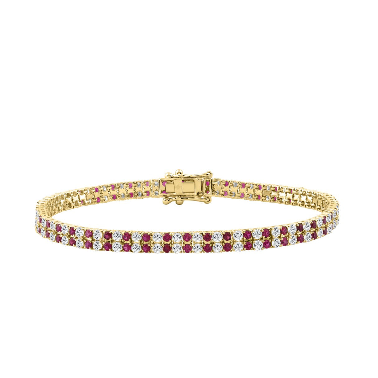 14K YELLOW GOLD 5 3/4CT ROUND/RUBY ROUND DIAMOND LADIES BRACELET (RUBY ROUND DIAMOND 2 3/4CT)